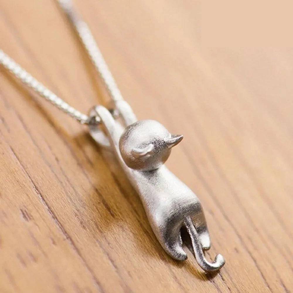 Sterling Silver Cat Necklace for Women Cute Animal Pendant Funny Birthday Gift Fashion Necklace Jewelry TRENDYPET'S ZONE