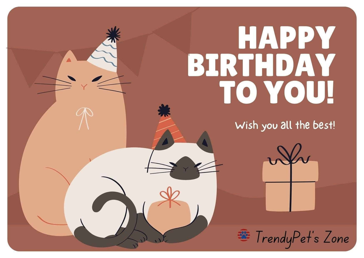 TrendyPet's Zone gift card featuring a colorful design, perfect for pet lovers to gift happiness to their furry friends.