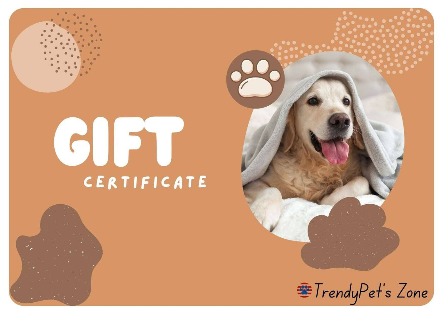 TrendyPet's Zone gift card featuring a sleek design, perfect for pet lovers to gift their favorite pet products.