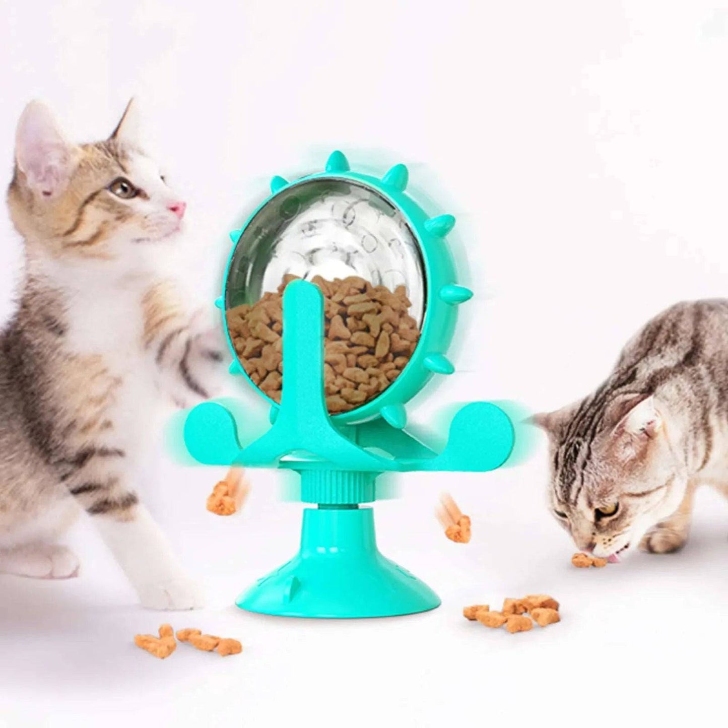 Turquoise Interactive Treat Leaking Toy For Cat Dog Feeder Dispenser Puppy Rotating Wheel Improve IQ Kitten Accessories - TrendyPet's Zone