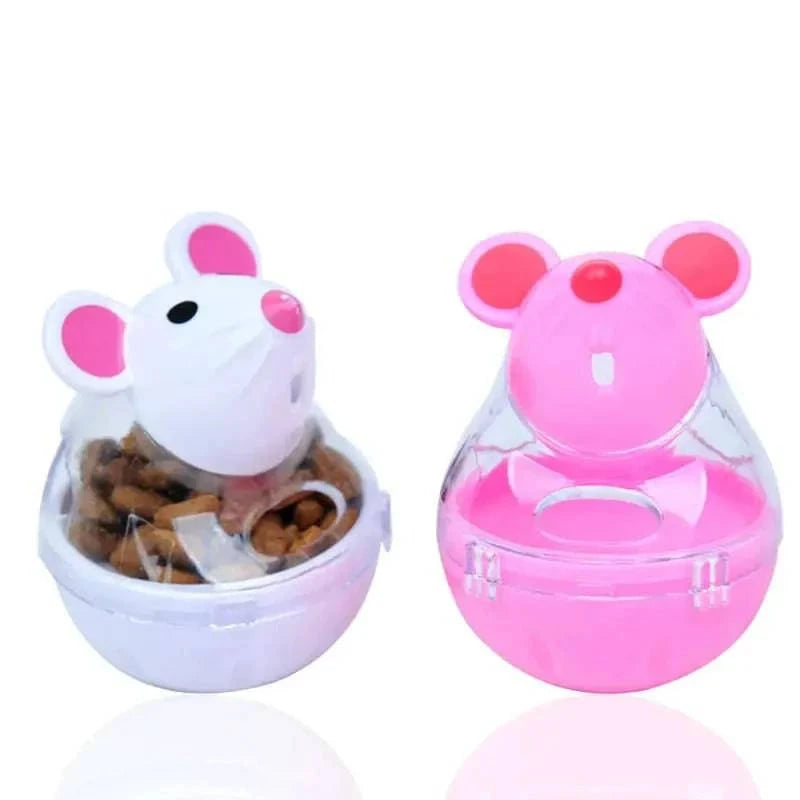 White Mouse Tumbler Leak Food Feeder Pet Puzzle Cartoon Cats Toy Leakage Ball Kitten Interactive Toys Slow Feeding Pet Supplies - TrendyPet's Zone