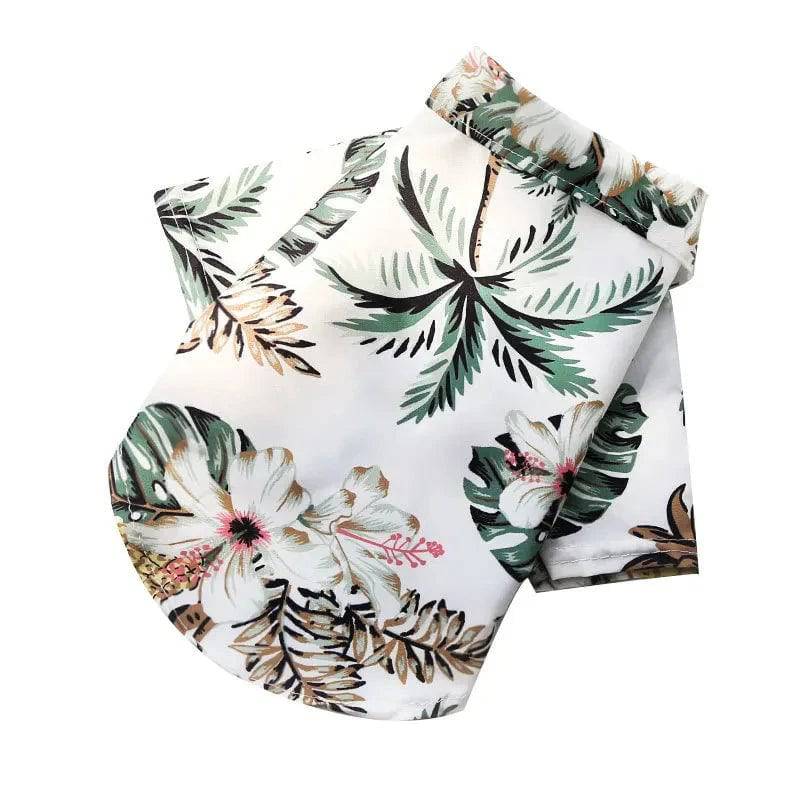 White Pet Hawaiian Beach Style T-Shirts Thin Breathable Summer Clothes for Small Dog Puppy Pet Cat Kitten Vest - TrendyPet's Zone