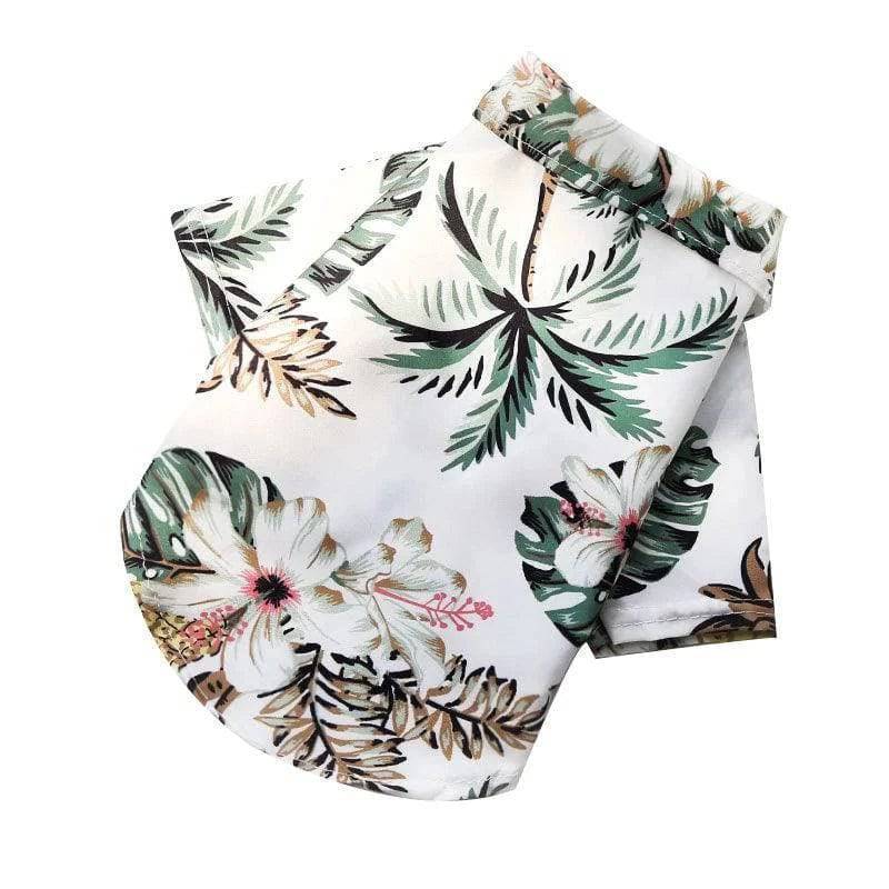 White Pet Hawaiian Beach Style T-Shirts Thin Breathable Summer Clothes for Small Dog Puppy Pet Cat Kitten Vest - TrendyPet's Zone