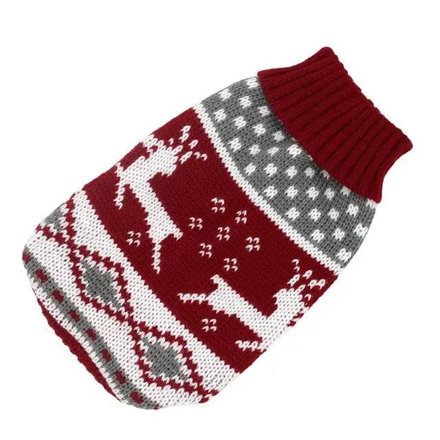 Wine Red Deer Cat Kitten Sweater Winter Warm Clothes For Small Medium Dogs Coat Pet Outfit - TrendyPet's Zone