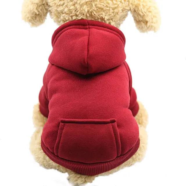 Wine Red Pet Dog Hoodie Coat Soft Fleece Warm Puppy - TrendyPet's Zone