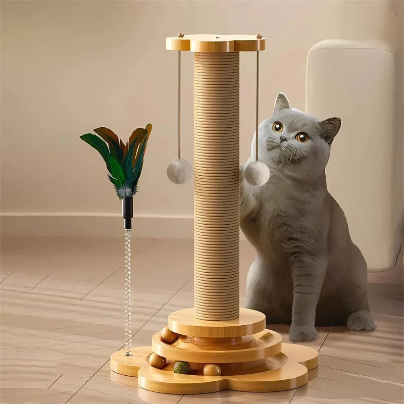 Wooden Cat Turntable Toy Sisal Scratching Balls TrendyPet's Zone