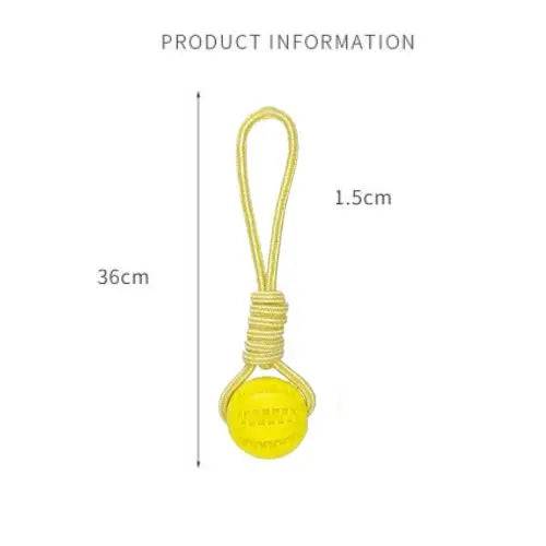 Yellow Ball Hemp Rope Toys Treat Interactive Rubber Leaking Balls for Small Dogs Chewing Bite Resistant Pet Tooth Cleaning - TrendyPet's Zone
