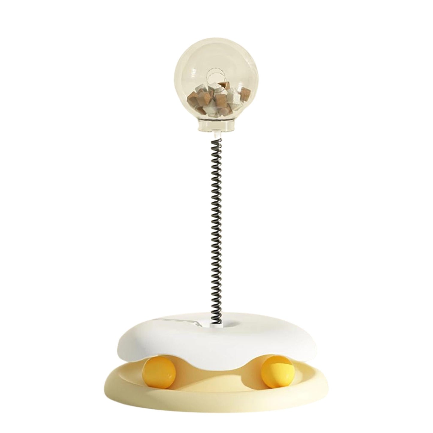 Yellow cat puzzle toy from TrendyPet's Zone, interactive food-leaking ball feeder for kittens, fun indoor treat dispenser.