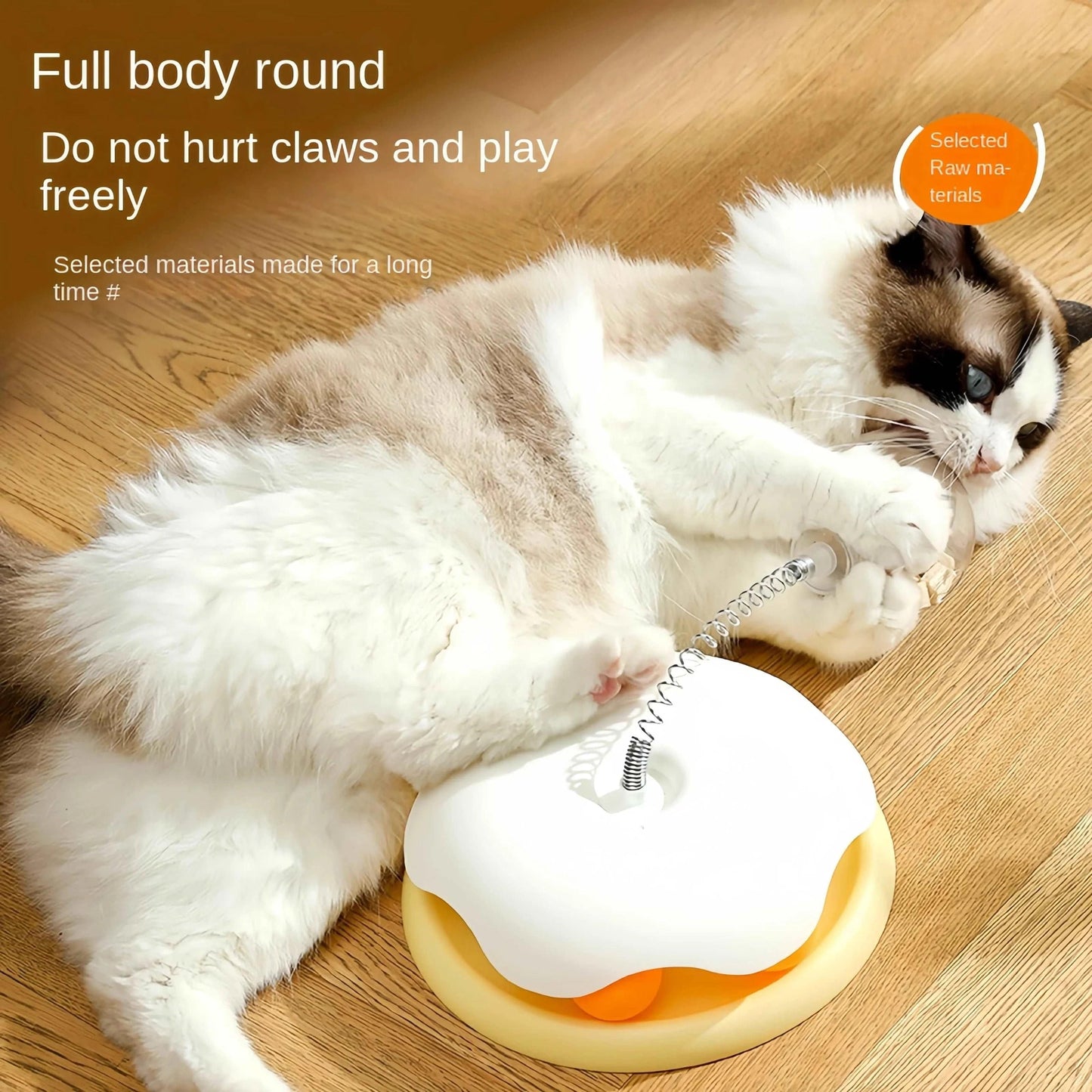 Yellow cat puzzle toy by TrendyPet's Zone, interactive leaking ball for kittens, treats, catnip, slow feeder, indoor fun.