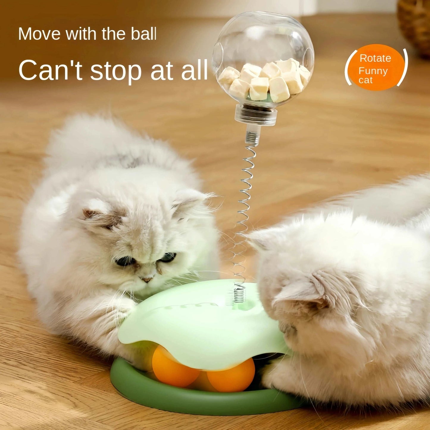 Yellow Cat Puzzle Food Leaking Ball Toy by TrendyPet's Zone, an interactive treat dispenser for kittens to promote fun indoor play.