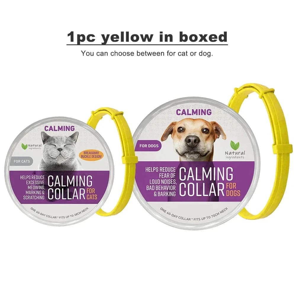 Yellow Safe Dog Calming Collar 1Pack/60Days Adjustable Anxiety Reduction Pheromone Lasting Natural Calm Pet Collar Boxed OPP Bag TRENDYPET'S ZONE