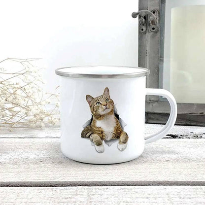 Cute 3D Printed Cat Enamel Coffee Tea Mug with Handle #05 - TrendyPet's Zone