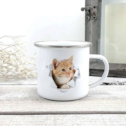 Cute 3D Printed Cat Enamel Coffee Tea Mug with Handle #07 - TrendyPet's Zone