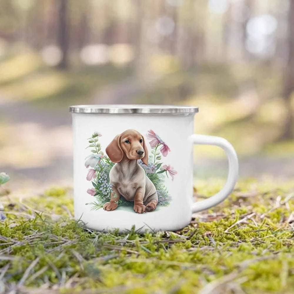 Cute 3D Printed Dog Enamel Coffee Tea Mug with Handle #07 - TrendyPet's Zone