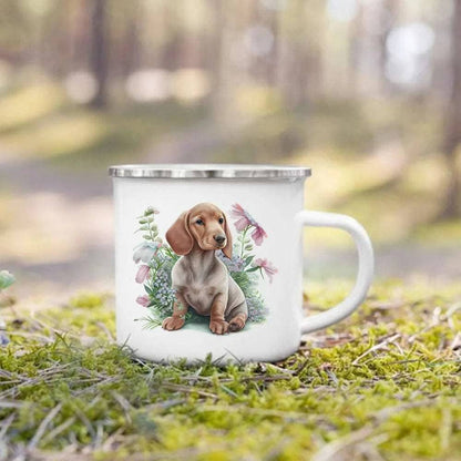 Cute 3D Printed Dog Enamel Coffee Tea Mug with Handle #07 - TrendyPet's Zone