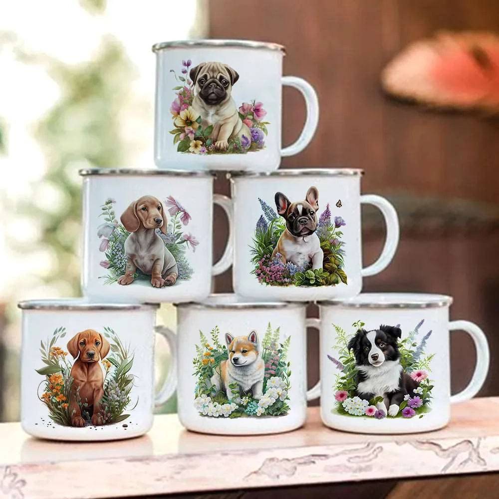 Cute 3D Printed Dog Enamel Coffee Tea Mug with Handle #09 - TrendyPet's Zone