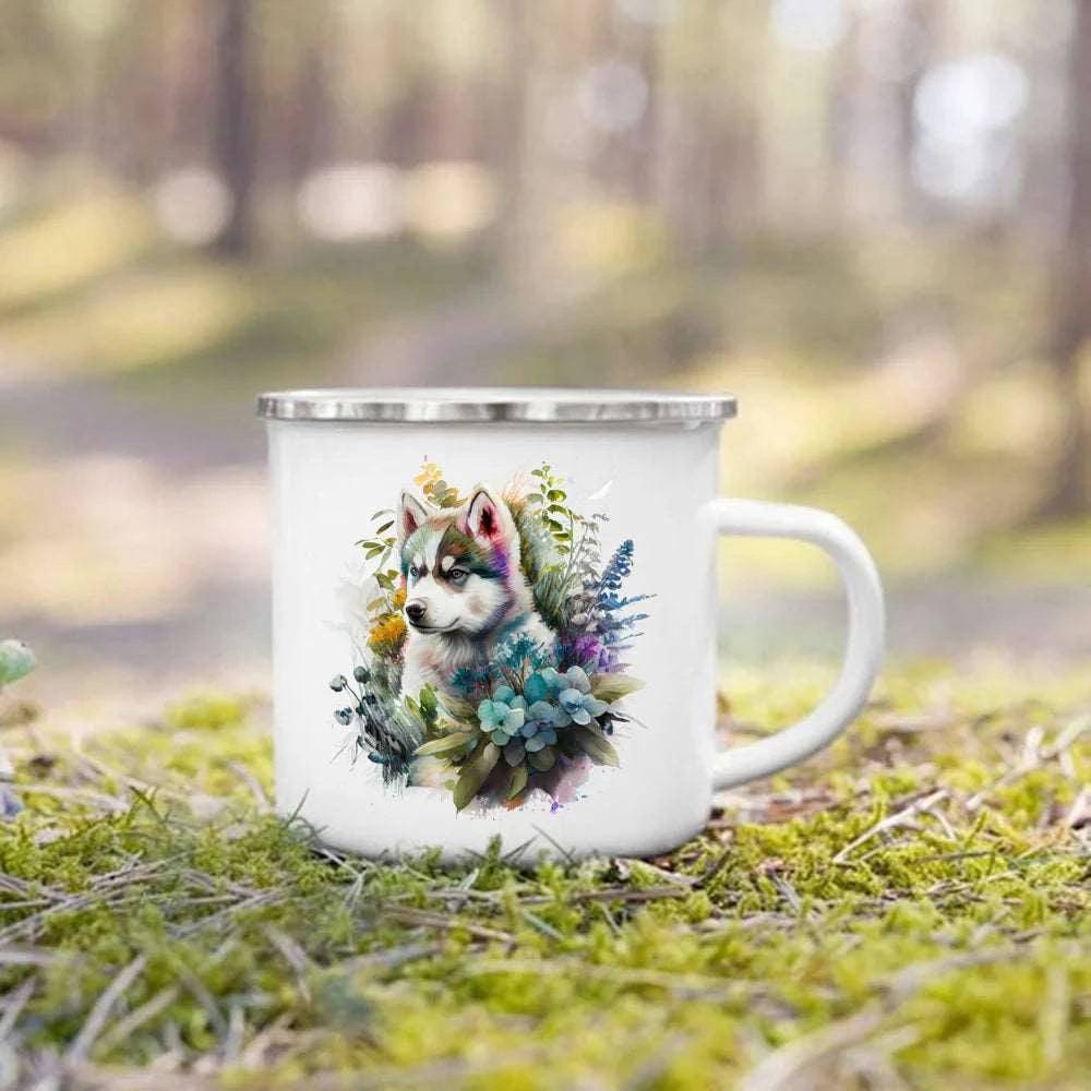 Cute 3D Printed Dog Enamel Coffee Tea Mug with Handle #10 - TrendyPet's Zone