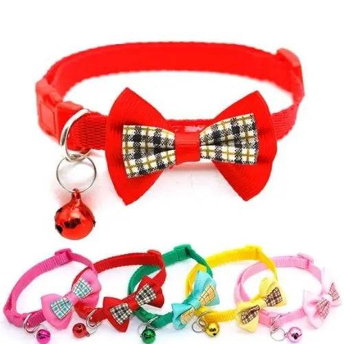 10Pcs Colorful Adjustable Bowknot Cat Collar with Bell - TrendyPet's Zone