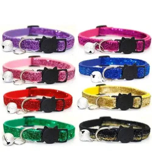 10Pcs Fancy Adjustable Multicolor Cat Collars with Bell - TrendyPet's Zone