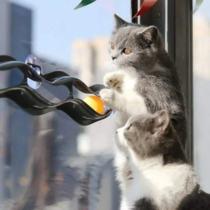 TrendyPet's Zone interactive cat toy with a window-adsorbing roller ball for playful feline entertainment.