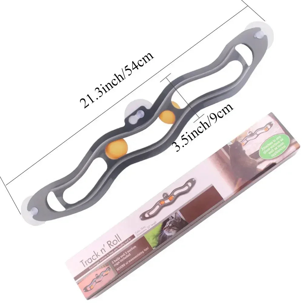 Interactive cat toy by TrendyPet's Zone featuring a fun window-adsorbing roller ball for feline entertainment.