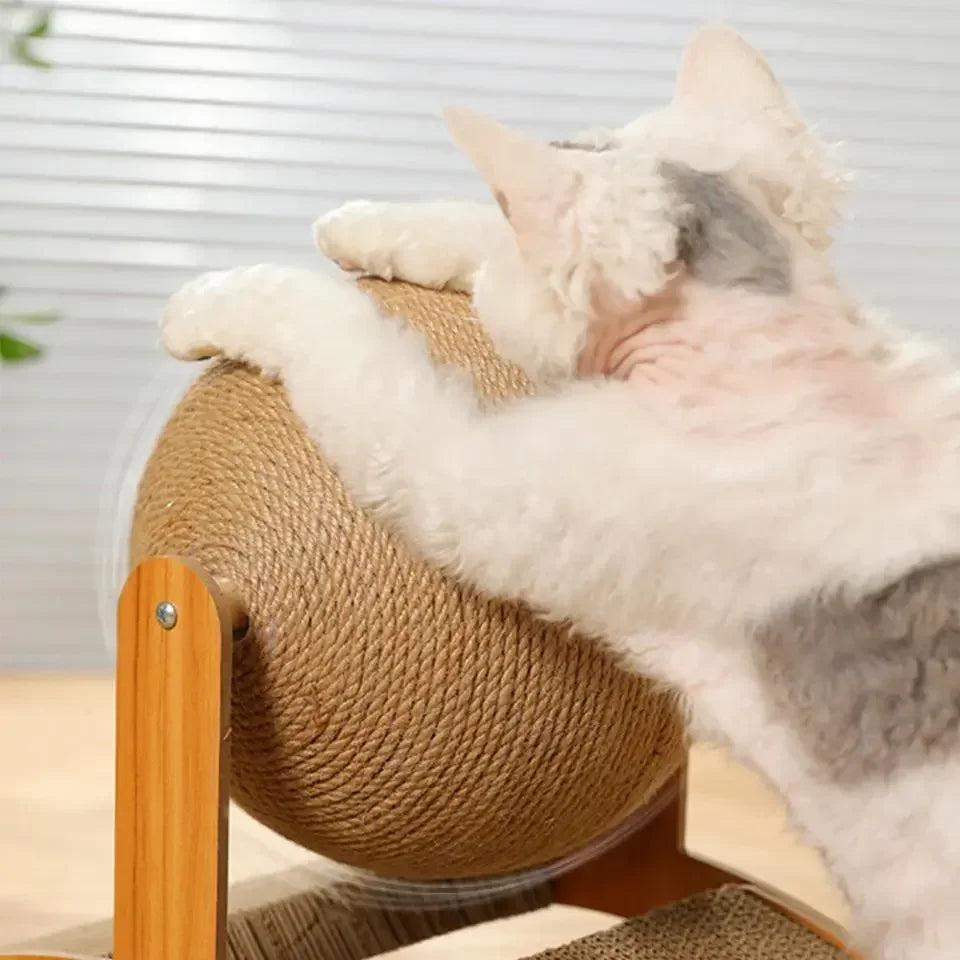 TrendyPet's Zone 2-in-1 cat scratching ball and sisal scratch board for feline play and scratching.