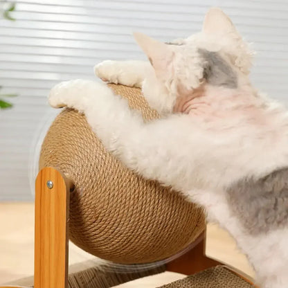 TrendyPet's Zone 2-in-1 cat scratching ball and sisal scratch board for feline play and scratching.