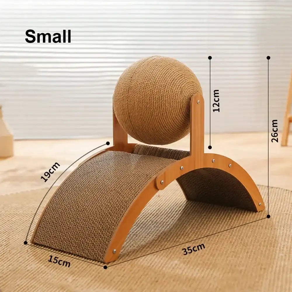 TrendyPet's Zone 2-in-1 cat scratching ball and sisal scratch board for feline play and scratching.
