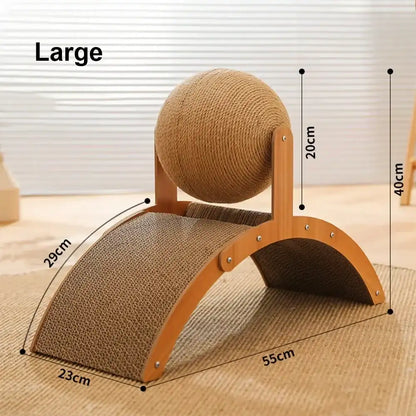 TrendyPet's Zone 2-in-1 cat scratching ball and sisal scratch board with textured surface for feline play and scratching.