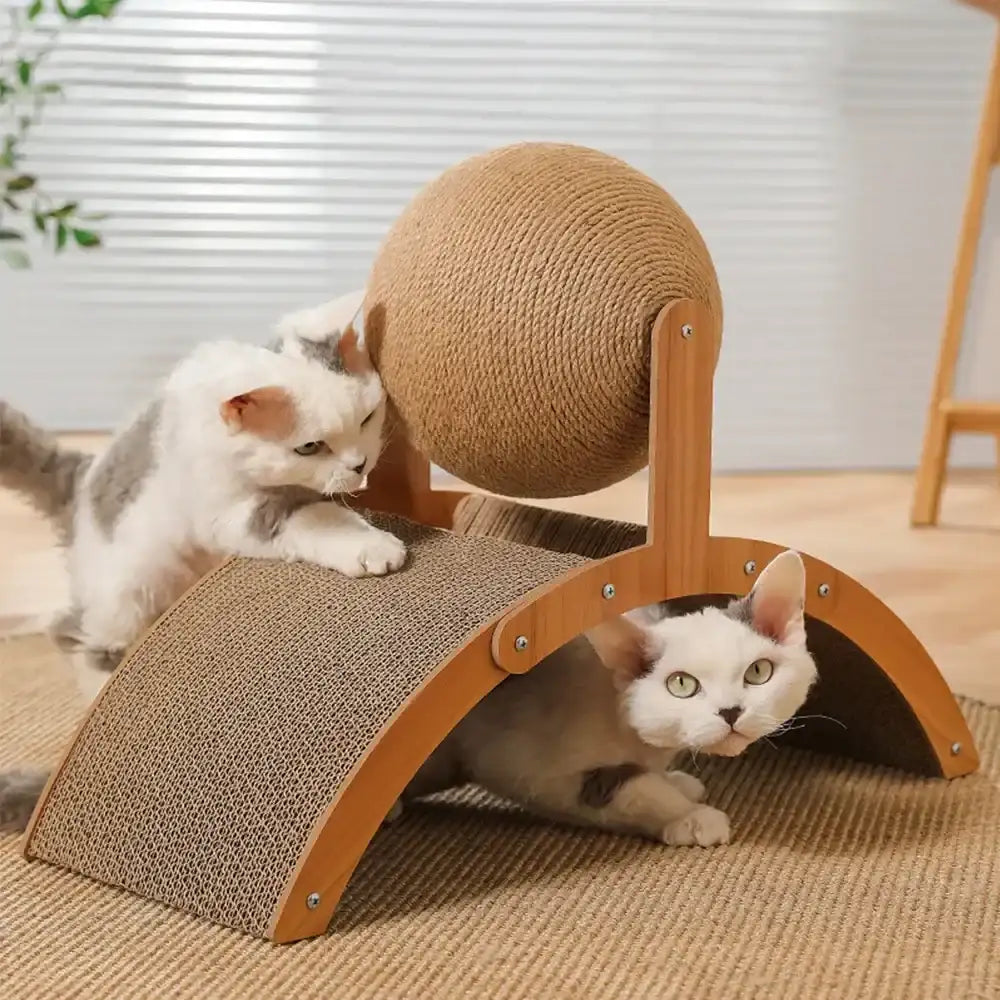 Two-in-one cat scratching ball and sisal scratch board by TrendyPet's Zone, designed for feline play and scratching.