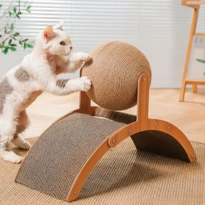 TrendyPet's Zone 2-in-1 cat scratching ball and sisal scratch board for cats, featuring a colorful ball and durable sisal surface.