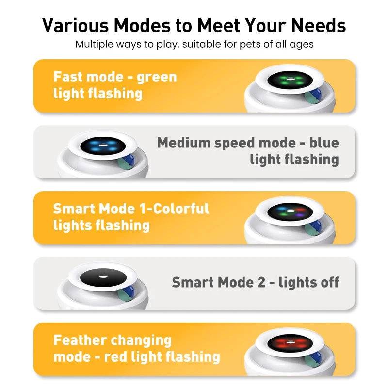 2 in 1 Smart Cat Toys Automatic Feather Fun Ball Kitten Toy Set 5 Modes Electronic Interactive Pet Toy - TrendyPet's Zone