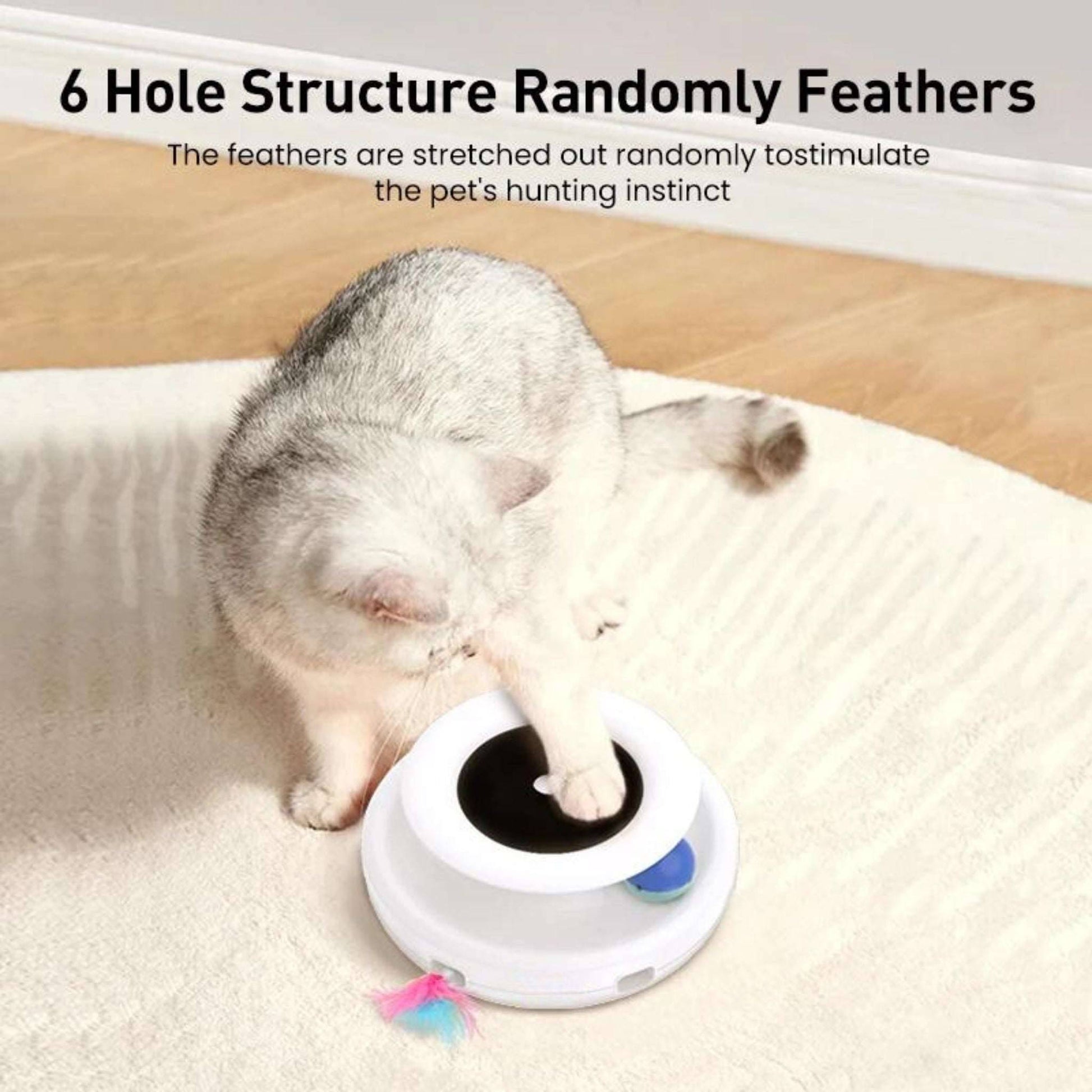 2 in 1 Smart Cat Toys Automatic Feather Fun Ball Kitten Toy Set 5 Modes Electronic Interactive Pet Toy - TrendyPet's Zone