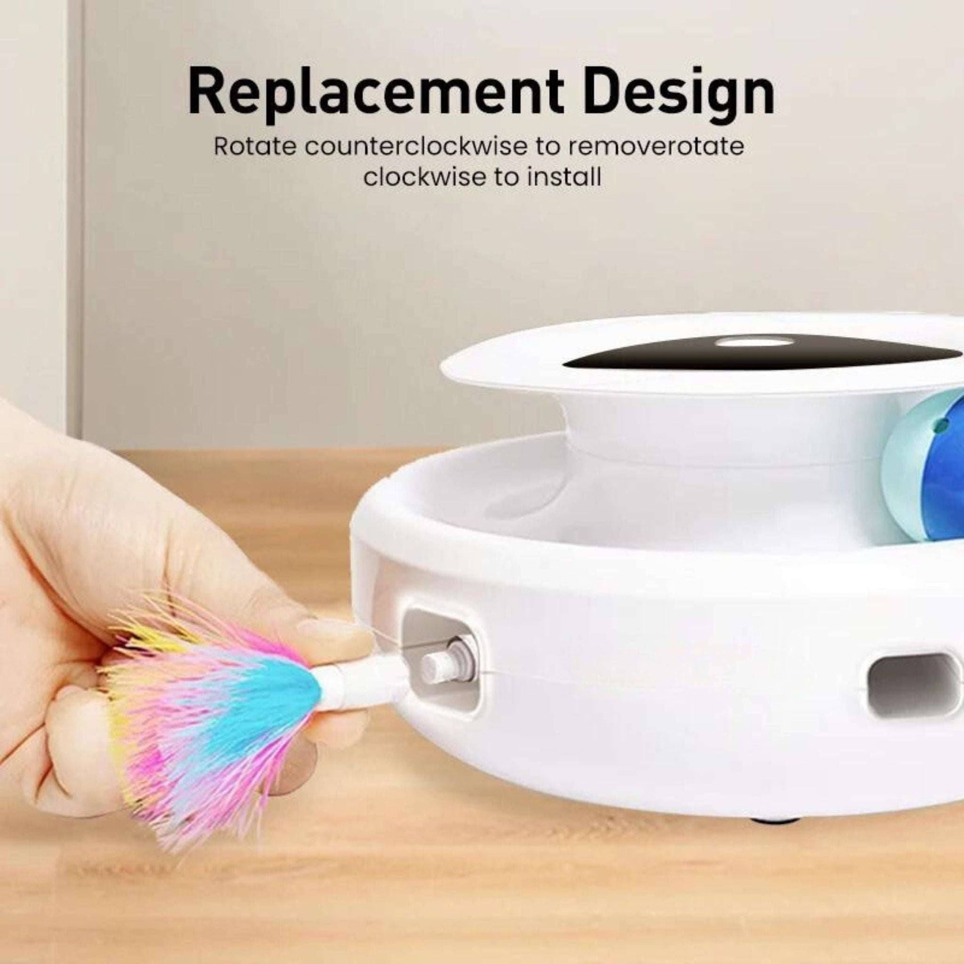 2 in 1 Smart Cat Toys Automatic Feather Fun Ball Kitten Toy Set 5 Modes Electronic Interactive Pet Toy - TrendyPet's Zone