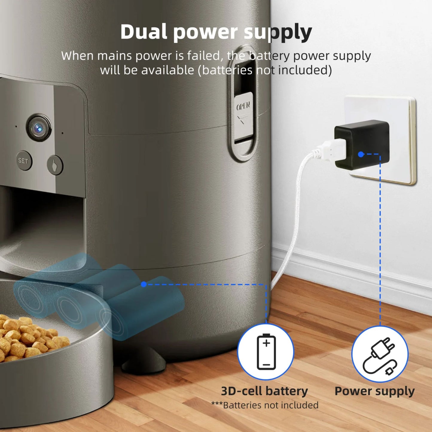Black 2L TrendyPet's Zone automatic pet food dispenser with timer and camera for dogs and cats.