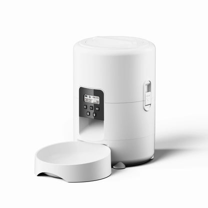 White 2L TrendyPet's Zone automatic pet feeder with timer and button, designed for dry dog and cat food dispensing.