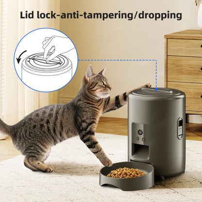 Black 2L TrendyPet's Zone automatic pet feeder with timer and camera, designed for dog and cat dry food dispensing.