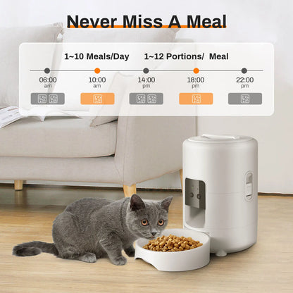 White 2L TrendyPet's Zone smart automatic pet feeder with WiFi app and timer for dog and cat dry food dispensing.
