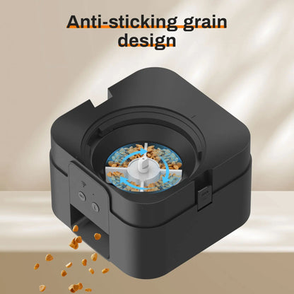 Black 2L TrendyPet's Zone smart automatic pet feeder with timer, WiFi app, for dog and cat dry food dispensing.