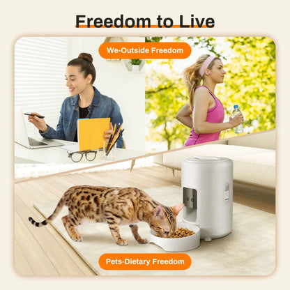 White 2L TrendyPet's Zone smart automatic pet feeder with timer, WiFi app, and dry food dispenser for dogs and cats.