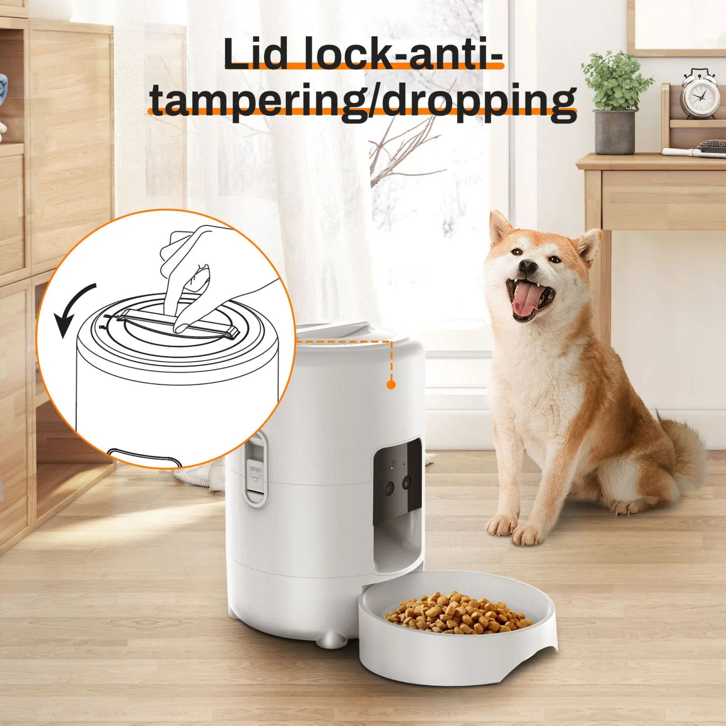 White 2L TrendyPet's Zone smart automatic pet feeder with timer and WiFi app for dogs and cats dry food dispensing.