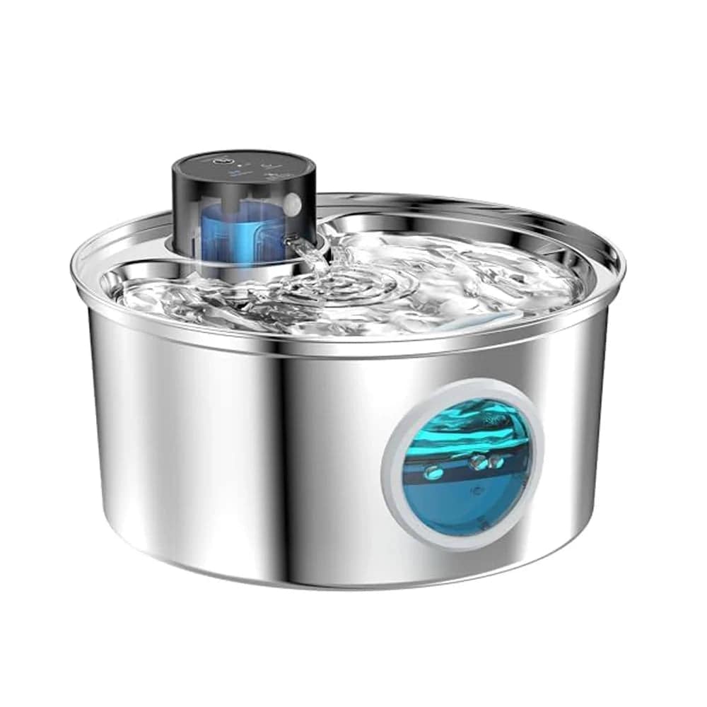 3.2L Stainless Steel Wireless Pet Water Fountain Battery Powered Smart Induction Sensor Silent Filtration Automatic Water Dispenser - TrendyPet's Zone