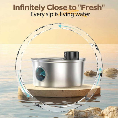 3.2L Stainless Steel Wireless Pet Water Fountain Battery Powered Smart Induction Sensor Silent Filtration Automatic Water Dispenser - TrendyPet's Zone