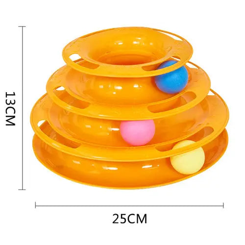 Gold 3/4 Levels Pet Cat Toy Training Amusement Plate Kitten Tower Tracks Triple Disc Tumbler Ball Interactive TRENDYPET'S ZONE