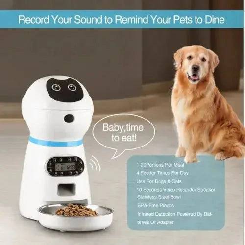3.5L Robot Feeder Smart Automatic Pet Dog Cat Feeder With Voice Record Stainless Steel Lcd TRENDYPET'S ZONE