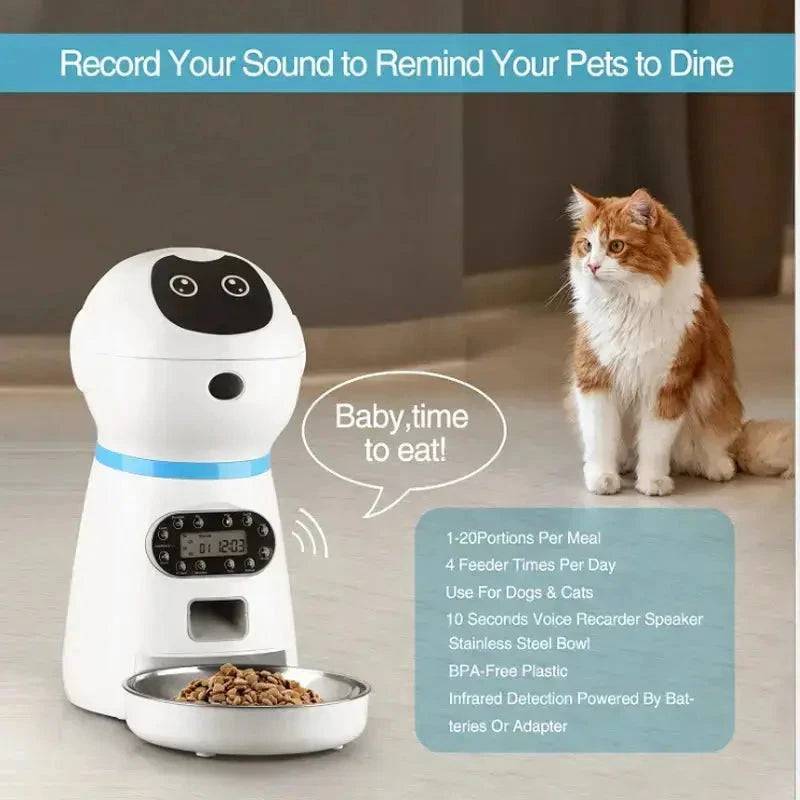 3.5L Robot Feeder Smart Automatic Pet Dog Cat Feeder With Voice Record Stainless Steel Lcd TRENDYPET'S ZONE