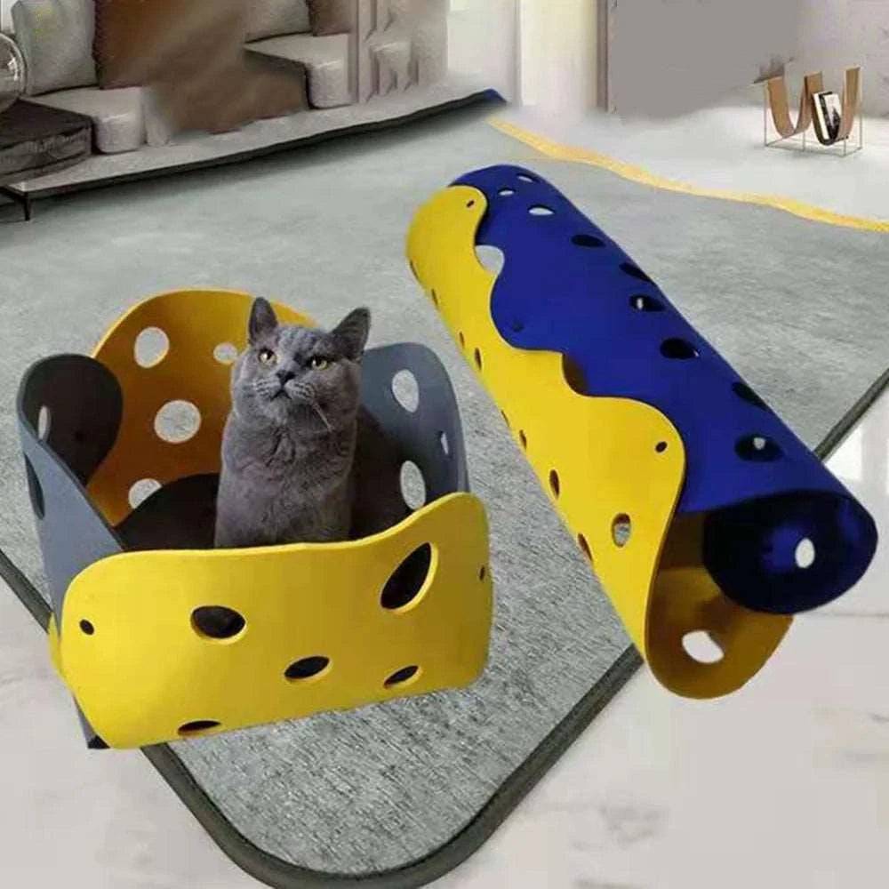 TrendyPet's Zone 3mm thick felt kitten tunnel and cat toy, collapsible and deformable for interactive play and cozy hiding.