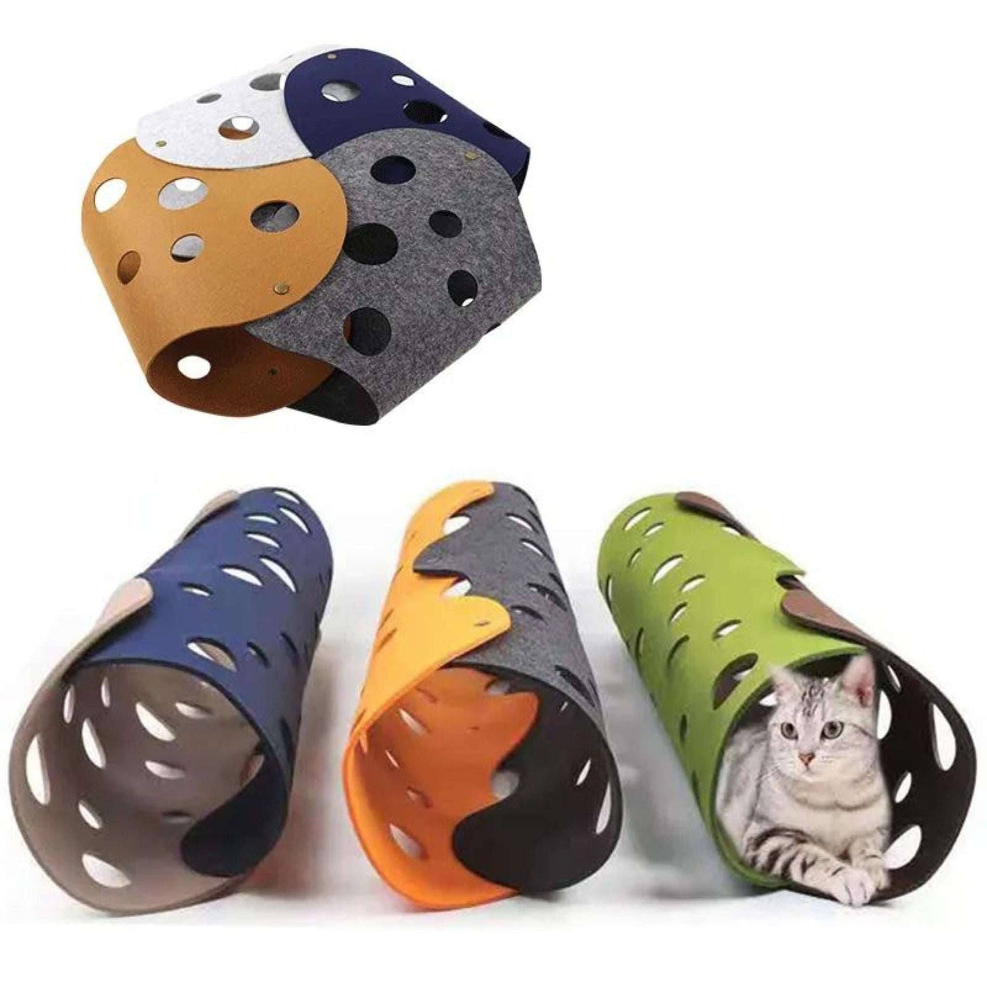 3mm Thick Splicing Cat Toy Felt Nest Deformable Kitten Tunnel Collapsible Tube House Tunnel Interactive Pet - TrendyPet's Zone
