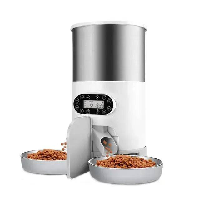 4.5L Double Bowl Smart APP Pet Feeder Cat And Dog Food Automatic Dispenser Stainless Steel Bowl Cats And Dogs With Recording Timing Feeding - TrendyPet's Zone