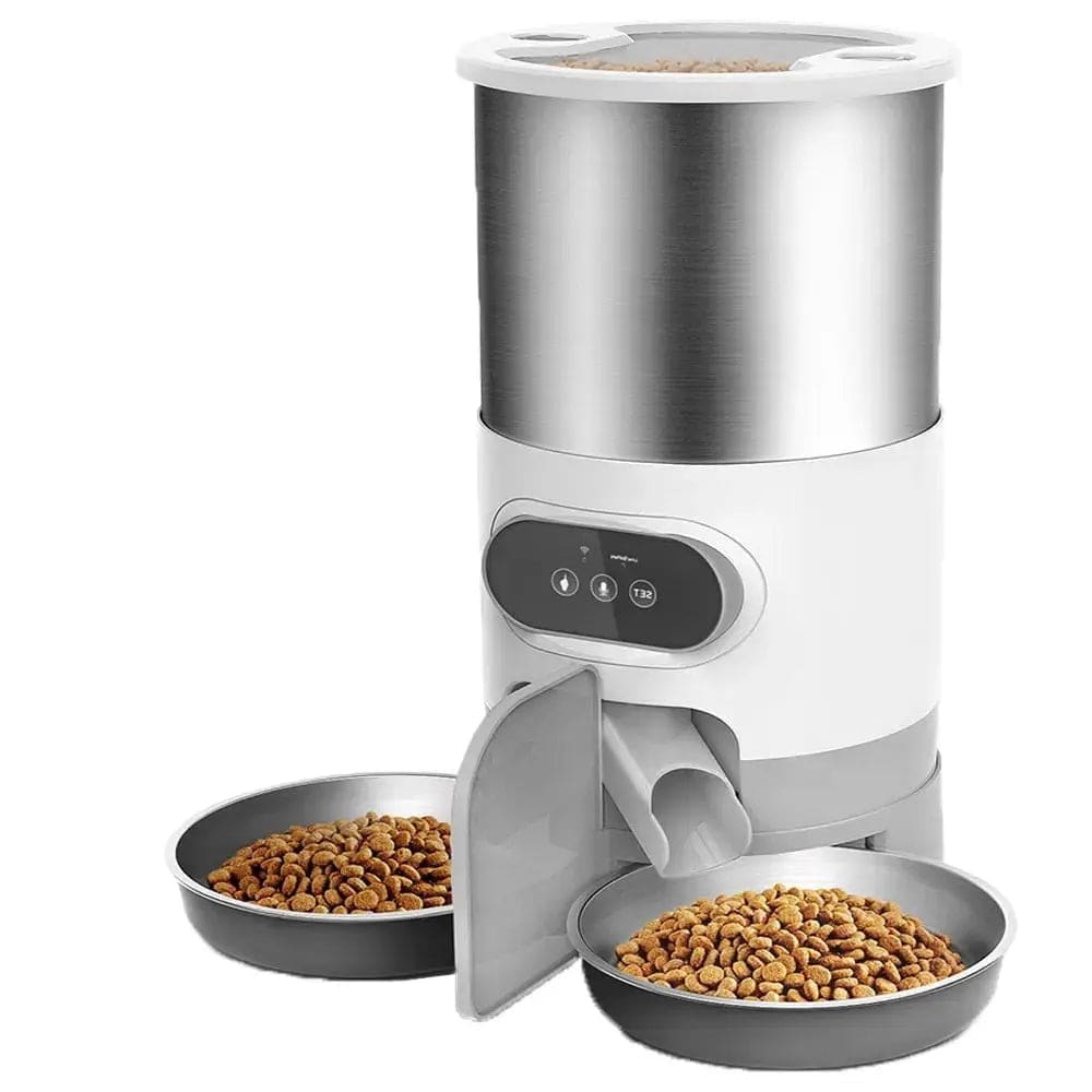 4.5L Double Bowl Smart APP Pet Feeder Cat And Dog Food Automatic Dispenser Stainless Steel Bowl Cats And Dogs With Recording Timing Feeding - TrendyPet's Zone